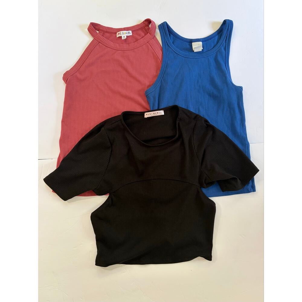 Women’s Top Bundle Medium H&M Blue Blush Love Glam Girl Y2K Casual